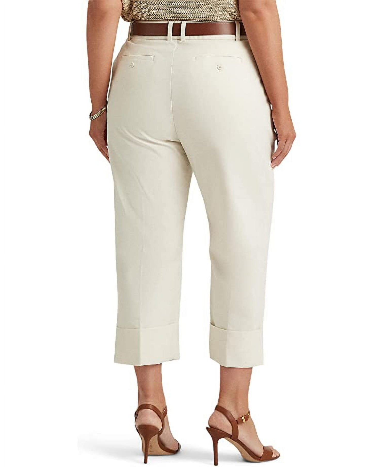 Calça Ralph Lauren Feminina de Algodão Elástico, Branca, Tamanho 18W