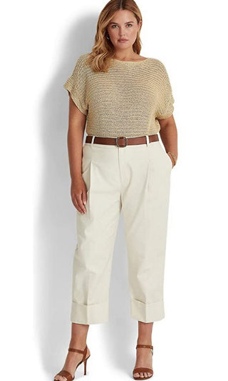Ralph Lauren Women's Stretch Cotton Ankle Pants White Size 18W