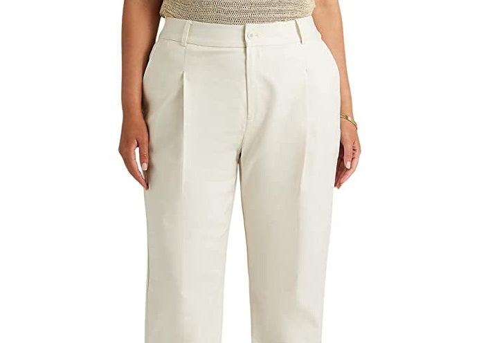 Calça Ralph Lauren Feminina Dupla Face de Algodão Elástico no Tornozelo Branca