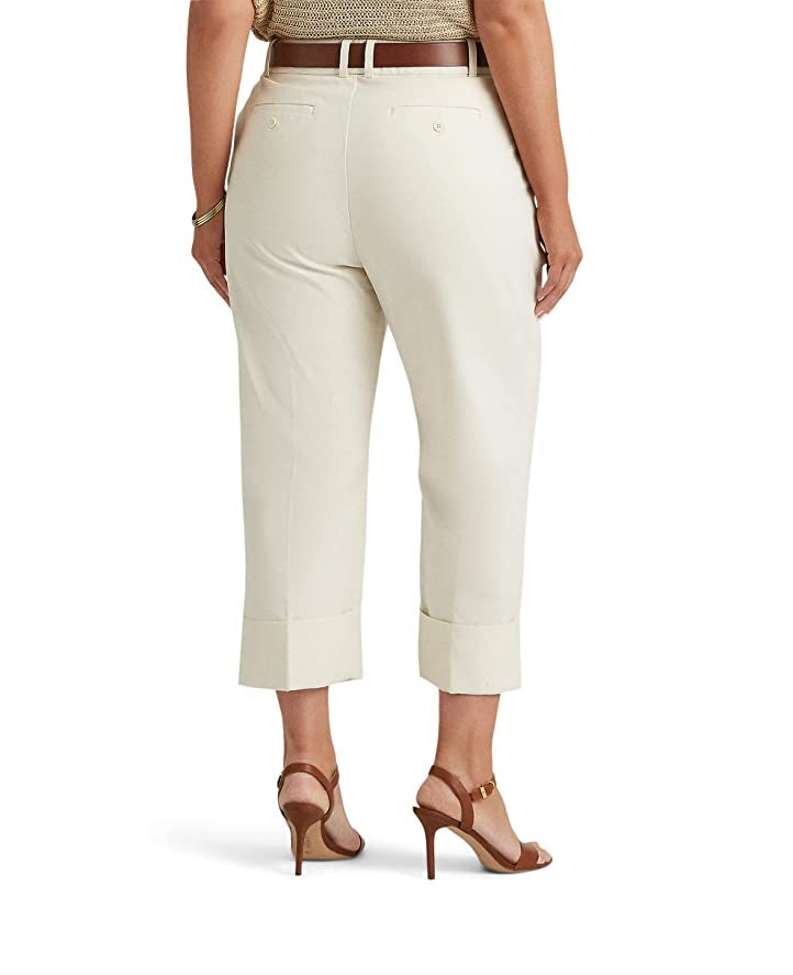 Calça Ralph Lauren Feminina Dupla Face de Algodão Elástico no Tornozelo Branca