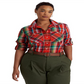 Camisa Ralph Lauren Feminina Algodão Madras Laranja Tamanho 3X