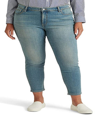 Calça jeans skinny Ralph Lauren feminina de cintura alta, azul, tamanho 16W