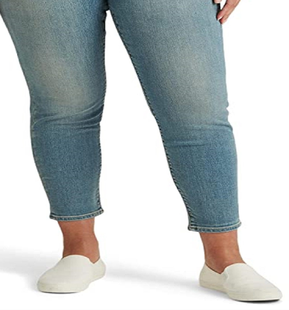 Calça jeans skinny Ralph Lauren feminina de cintura alta, azul, tamanho 16W