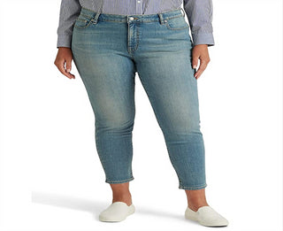 Calça jeans skinny Ralph Lauren feminina de cintura alta, azul, tamanho 22W