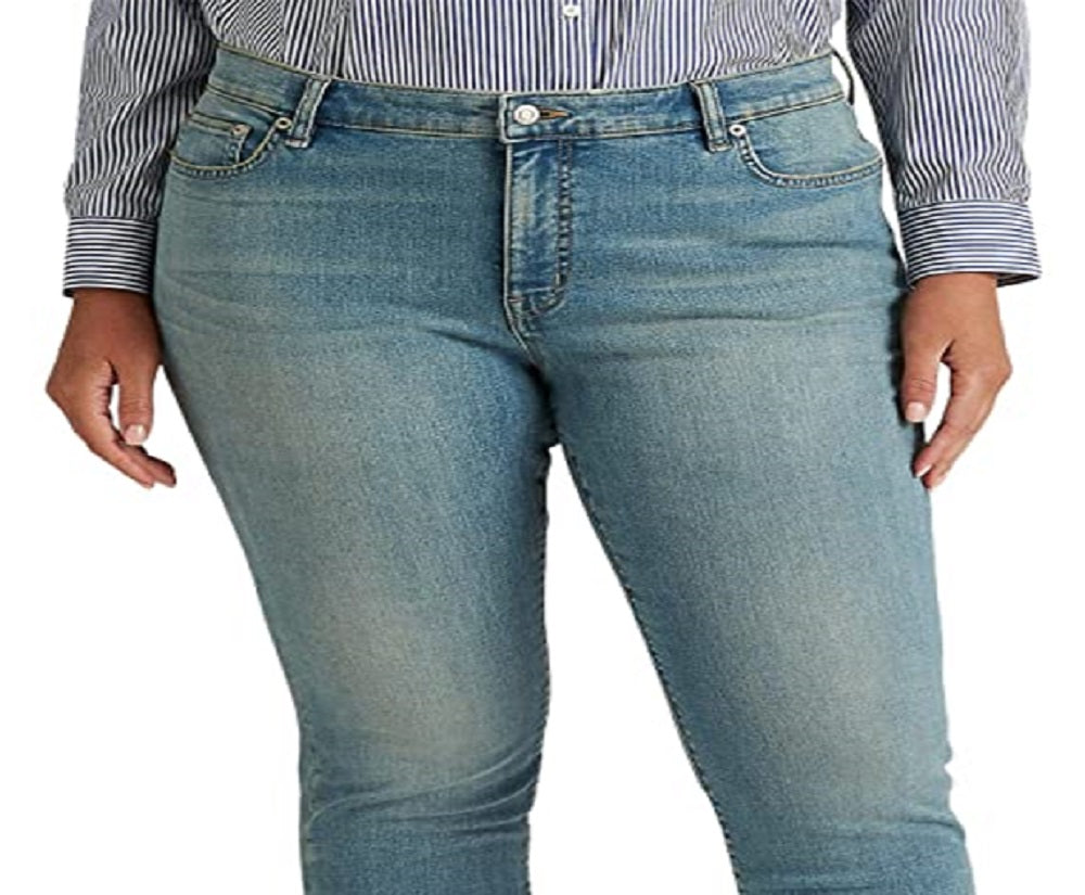 Calça jeans skinny Ralph Lauren feminina de cintura alta, azul, tamanho 22W
