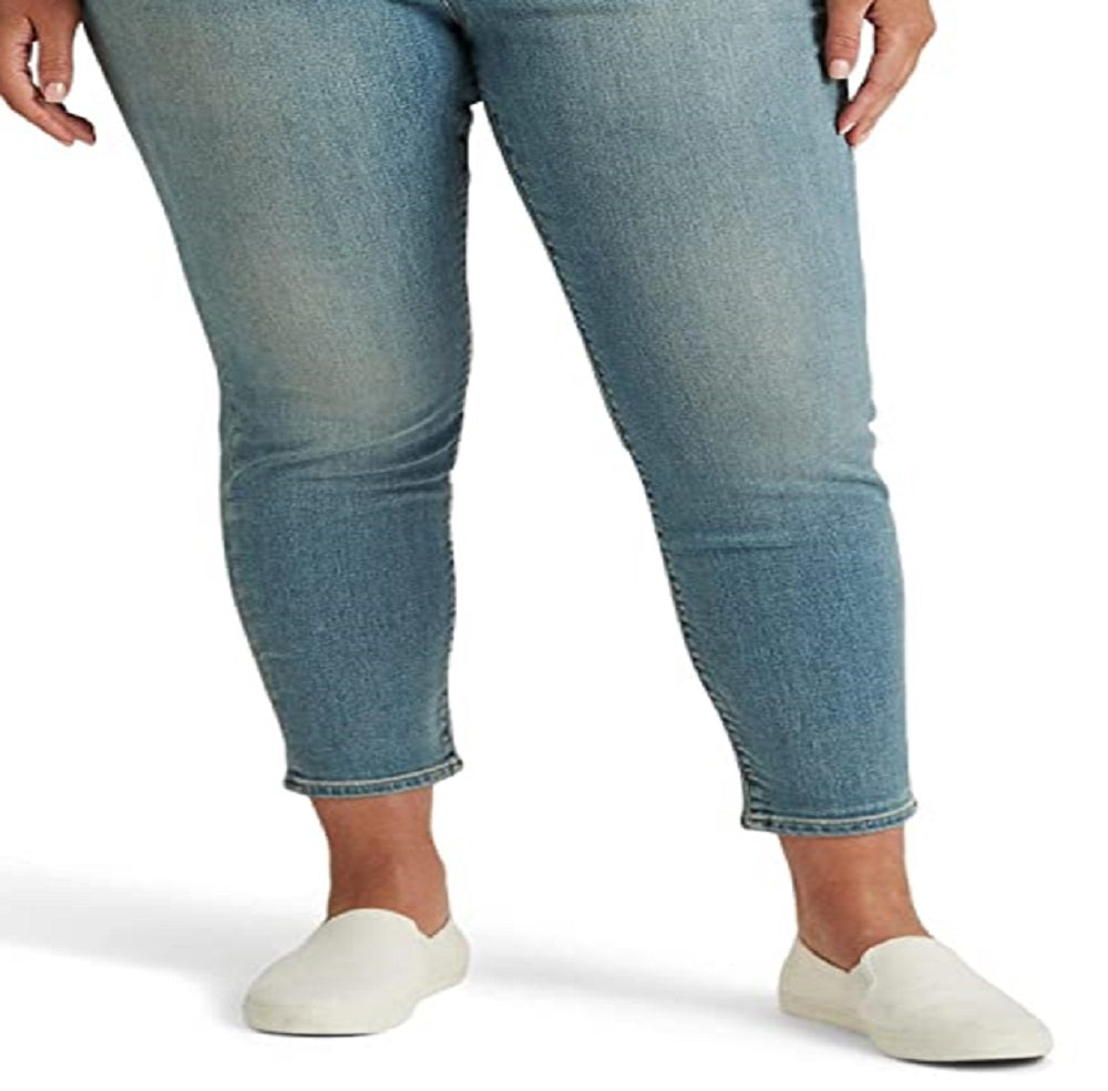 Calça jeans skinny Ralph Lauren feminina de cintura alta, azul, tamanho 22W