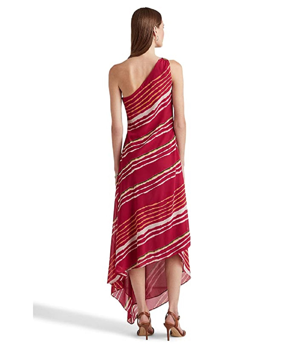 Vestido Ralph Lauren Feminino Listrado Um Ombro Crinkled Georgette Tamanho Sortido 8