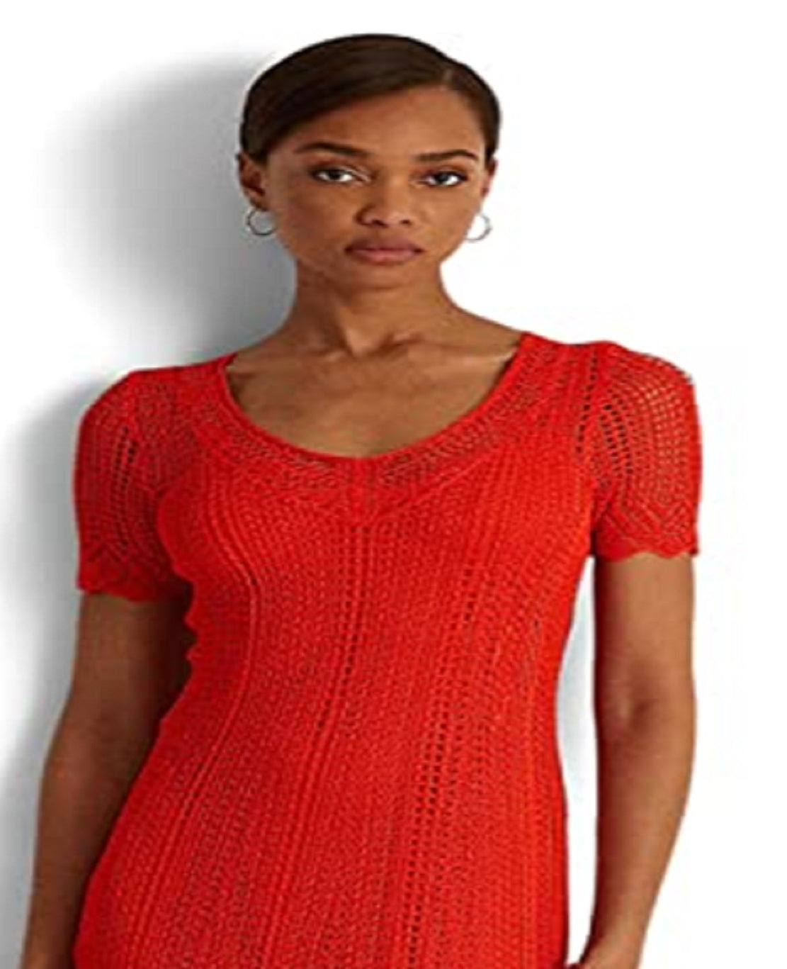 Vestido Ralph Lauren Pointelle Manga Curta Feminino Laranja Tamanho Pequeno