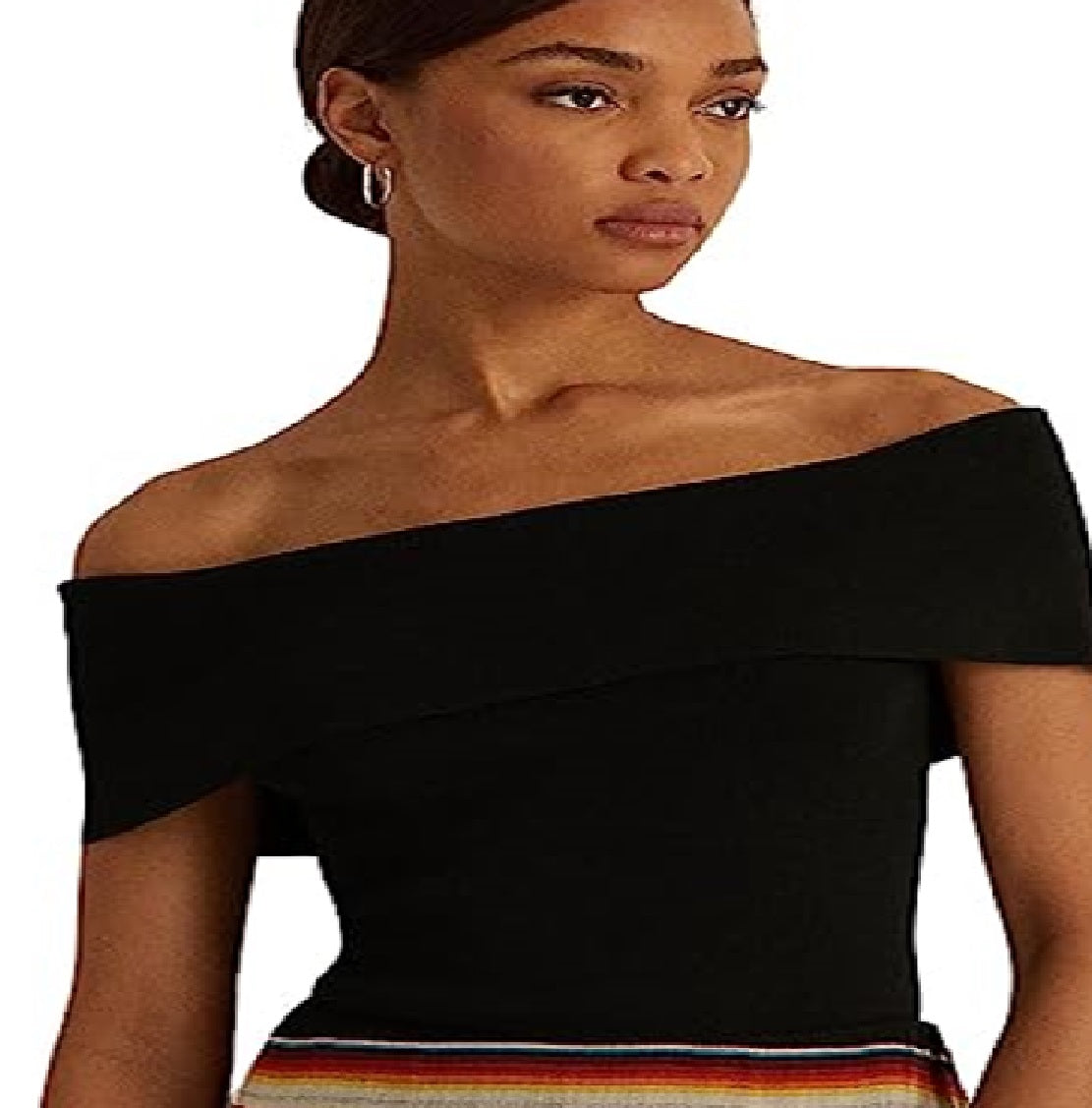 Suéter Ralph Lauren Feminino Ombro a Ombro Preto Tamanho Pequeno Extra Pequeno