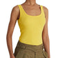 Camiseta regata feminina Ralph Lauren Cotton Blend, amarela, tamanho X-G