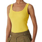 Camiseta regata feminina Ralph Lauren Cotton Blend, amarela, tamanho X-G