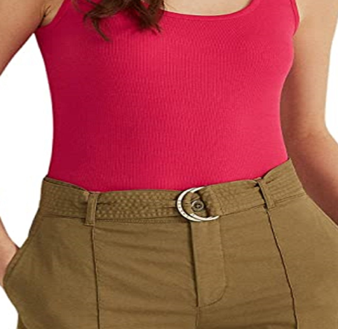 Camiseta regata feminina Ralph Lauren de algodão misto rosa tamanho pequeno