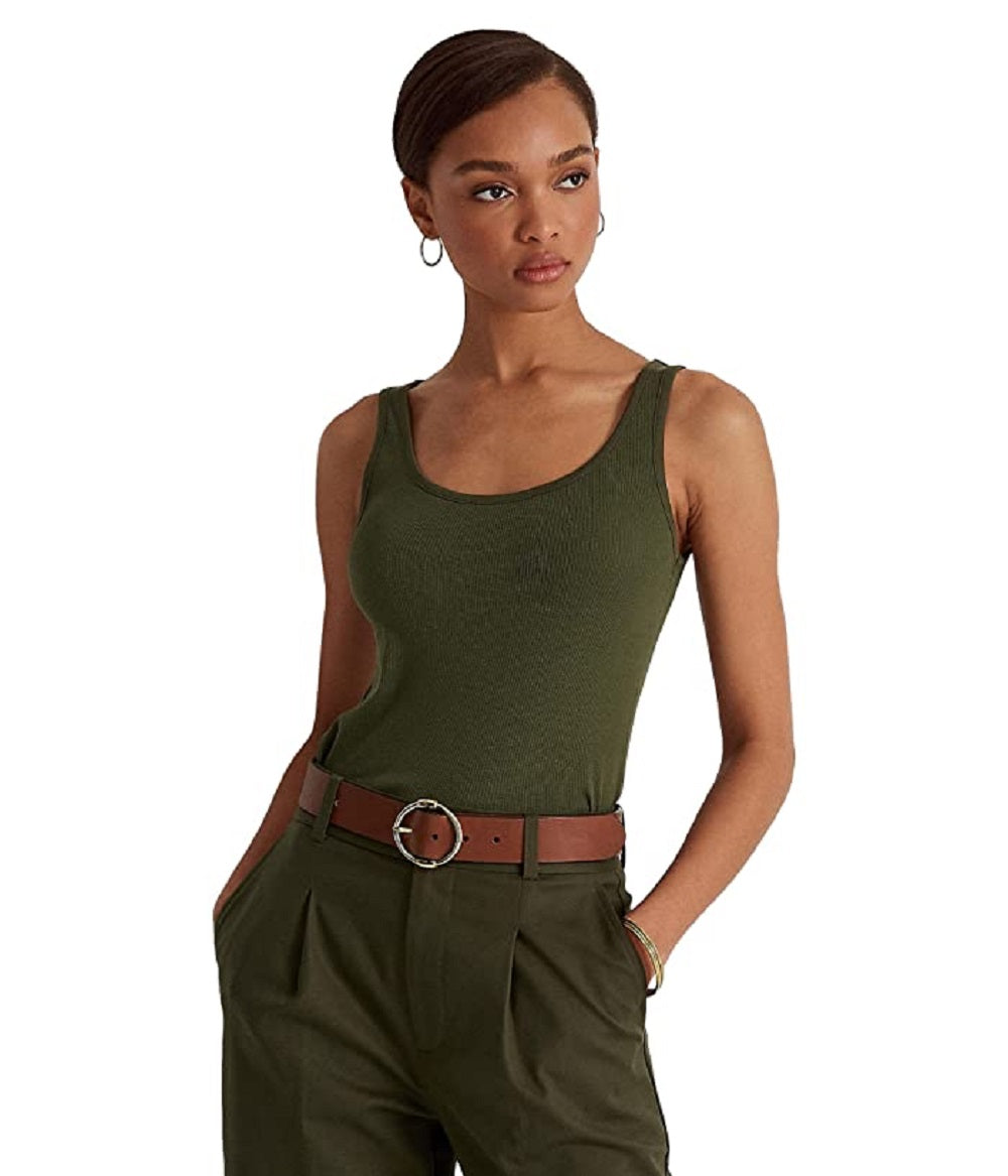 Regata Ralph Lauren Feminina de Algodão Misto Verde Tamanho Grande