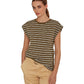 Camiseta Ralph Lauren Feminina Listrada de Algodão Elástico Verde Tamanho Grande