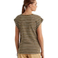 Camiseta Ralph Lauren Feminina Listrada de Algodão Elástico Verde Tamanho Grande