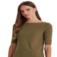 Blusa Ralph Lauren Feminina de Algodão Elástico com Decote Canoa Verde Tamanho X-G
