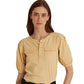 Ralph Lauren Blusa Henley Feminina de Algodão com Manga Bufante Marrom Tamanho Grande