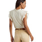 Blusa Ralph Lauren Feminina Manga Flutter Jersey Branca Tamanho P