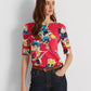 Blusa Ralph Lauren Feminina de Algodão Elástico com Decote Canoa Rosa Tamanho P
