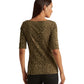 Blusa Ralph Lauren Feminina com Estampa Ocelot e Algodão Elástico e Gola Canoa Verde Tamanho P