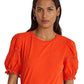 Camiseta Ralph Lauren Feminina Manga Curta com Ilhós e Gola Redonda Laranja Tamanho Grande