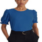 Camiseta Ralph Lauren Feminina Manga Curta com Ilhós e Gola Redonda Azul Tamanho Grande