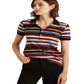 Camisa polo feminina listrada Ralph Lauren Piquet Preta Tamanho Grande