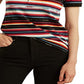 Camisa polo feminina listrada Ralph Lauren Piquet Preta Tamanho Grande