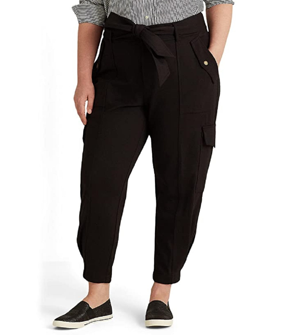 Calça cargo feminina Ralph Lauren Ponte Ankle, preta, tamanho 2X