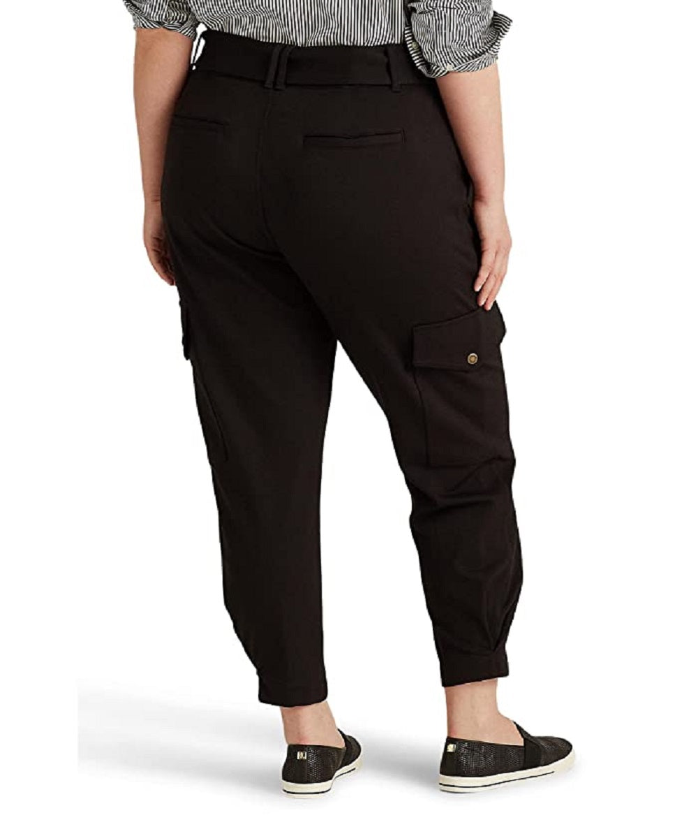 Calça cargo feminina Ralph Lauren Ponte Ankle, preta, tamanho 2X