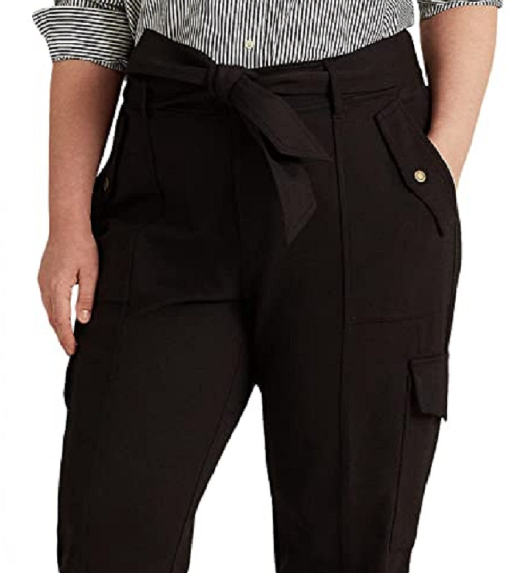 Calça cargo feminina Ralph Lauren Ponte Ankle, preta, tamanho 2X