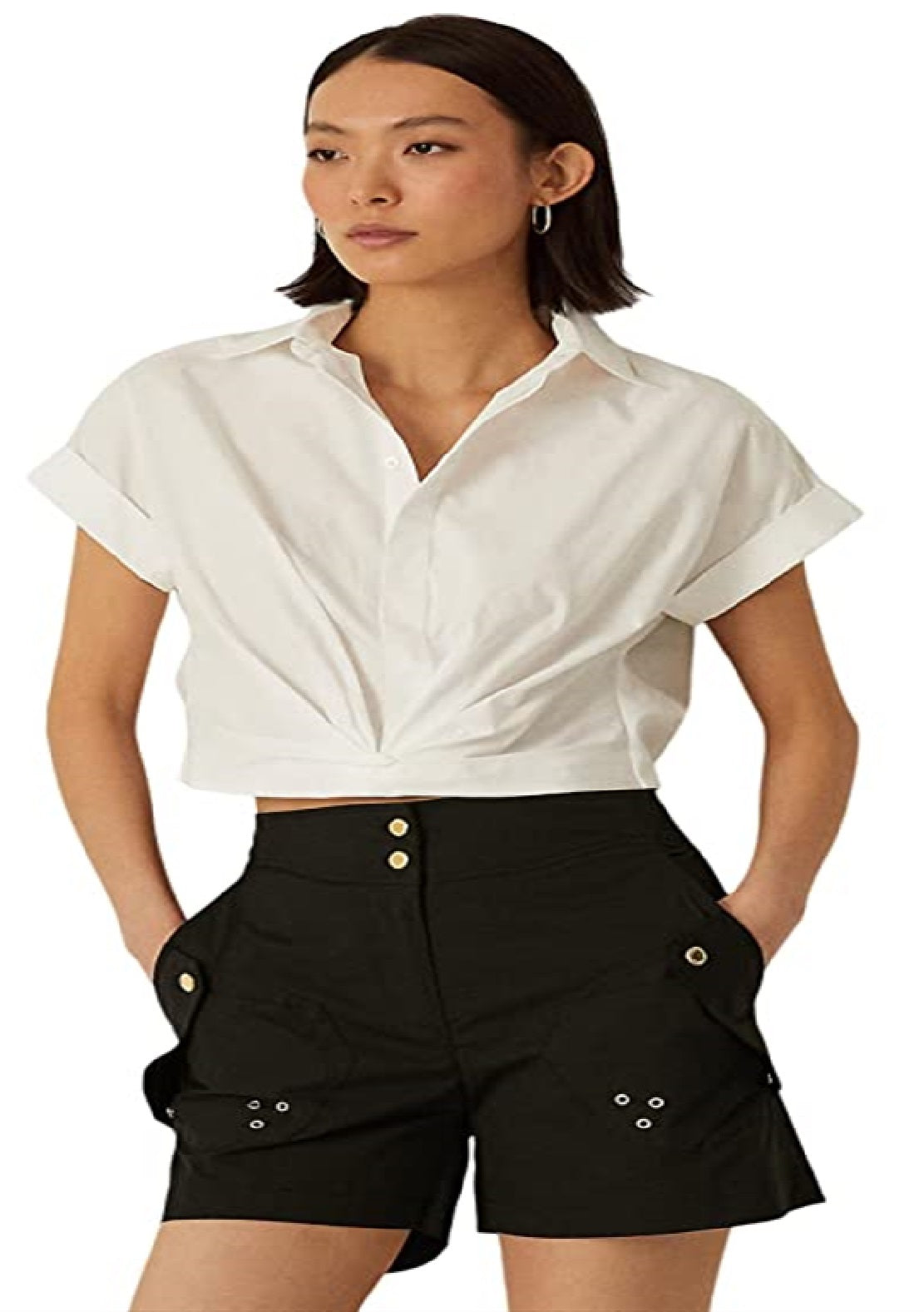 Camisa Ralph Lauren Feminina de Algodão com Frente Torcida, Branca, Tamanho 12