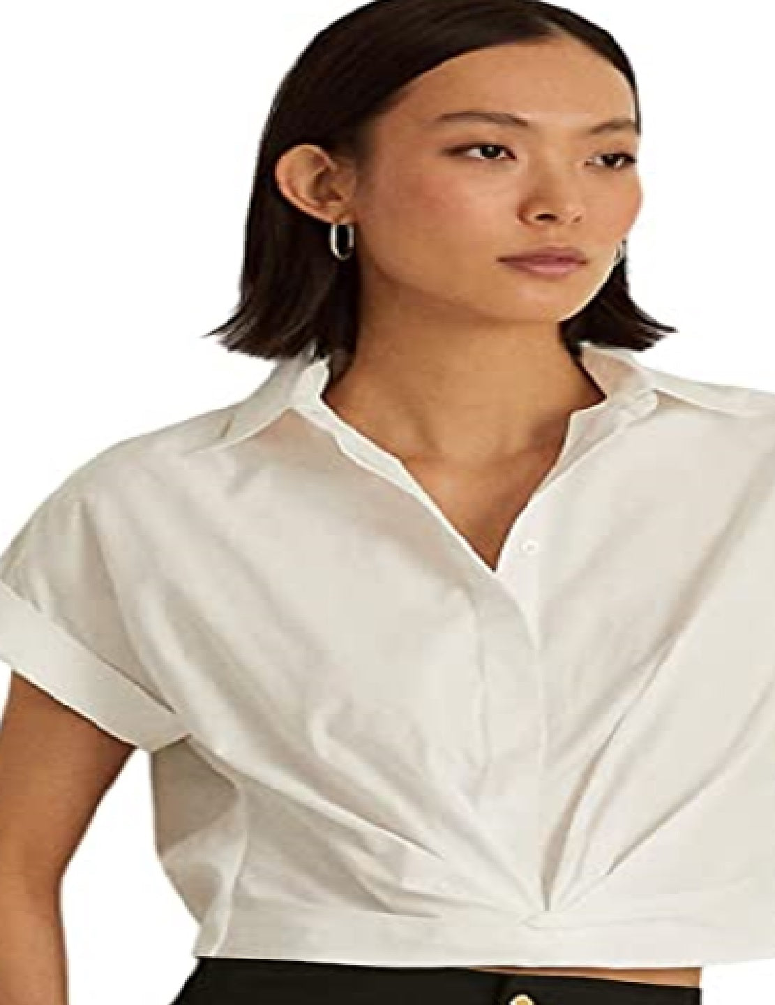 Camisa Ralph Lauren Feminina de Algodão com Frente Torcida, Branca, Tamanho 12