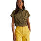 Camisa Ralph Lauren Feminina de Algodão com Frente Torcida, Verde, Tamanho 8