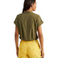 Camisa Ralph Lauren Feminina de Algodão com Frente Torcida, Verde, Tamanho 8