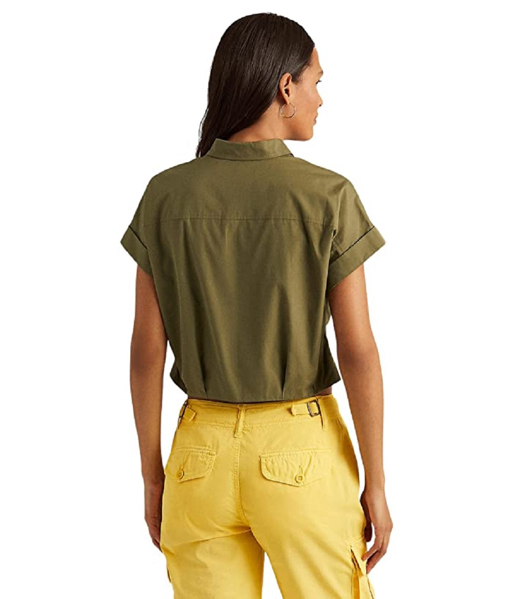 Camisa Ralph Lauren Feminina de Algodão com Frente Torcida, Verde, Tamanho 8