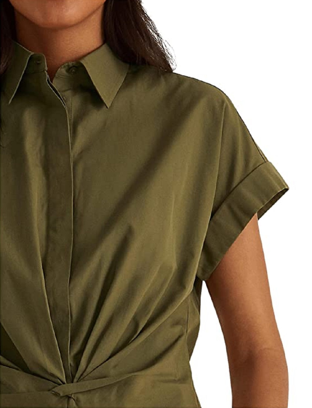 Camisa Ralph Lauren Feminina de Algodão com Frente Torcida, Verde, Tamanho 8