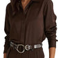 Camisa Ralph Lauren Charmeuse de cetim feminina marrom tamanho pequeno