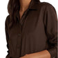 Camisa Ralph Lauren Charmeuse de cetim feminina marrom tamanho pequeno