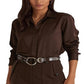 Camisa Ralph Lauren Charmeuse de cetim feminina marrom tamanho XG