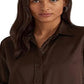Camisa Ralph Lauren Charmeuse de cetim feminina marrom tamanho XG