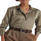 Camisa Ralph Lauren Charmeuse de cetim feminina, verde, tamanho pequeno