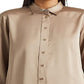 Camisa Ralph Lauren Charmeuse de cetim feminina marrom tamanho grande
