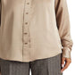 Camisa Ralph Lauren Charmeuse de cetim feminina marrom tamanho grande
