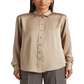 Camisa Ralph Lauren Charmeuse de cetim feminina marrom tamanho pequeno