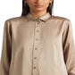 Camisa Ralph Lauren Charmeuse de cetim feminina marrom tamanho pequeno