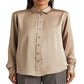 Camisa Ralph Lauren Charmeuse de cetim feminina marrom tamanho X pequeno