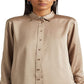 Camisa Ralph Lauren Charmeuse de cetim feminina marrom tamanho X pequeno