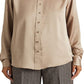 Camisa Ralph Lauren Charmeuse de cetim feminina marrom tamanho X pequeno