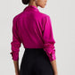 Camisa Ralph Lauren Charmeuse de cetim feminina rosa tamanho X-S